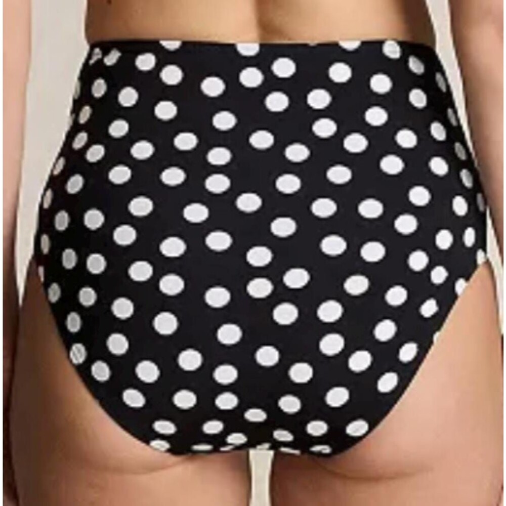 New Black Polka Dot High Waisted Bikini Bottoms Retro Pin Up Swimwear Women’s M - Picture 2 of 7